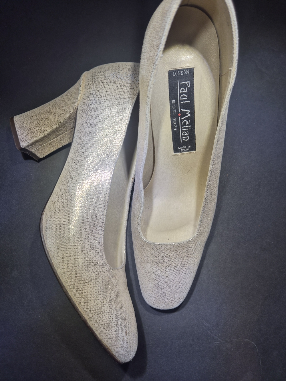 Cream Suede Block Heel Pumps